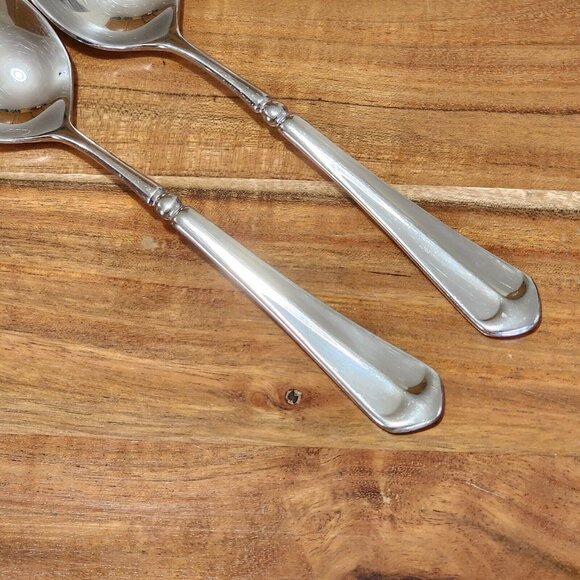 2 Mikasa French Countryside Oval Soup Spoons 7.75" stainless formal to casual - Picture 5 of 12